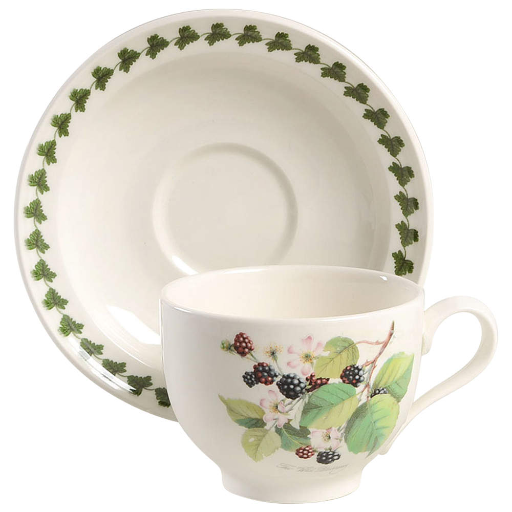 Pomona Traditional Footed Cup & Saucer Set w/Laurel by Portmeirion-1
