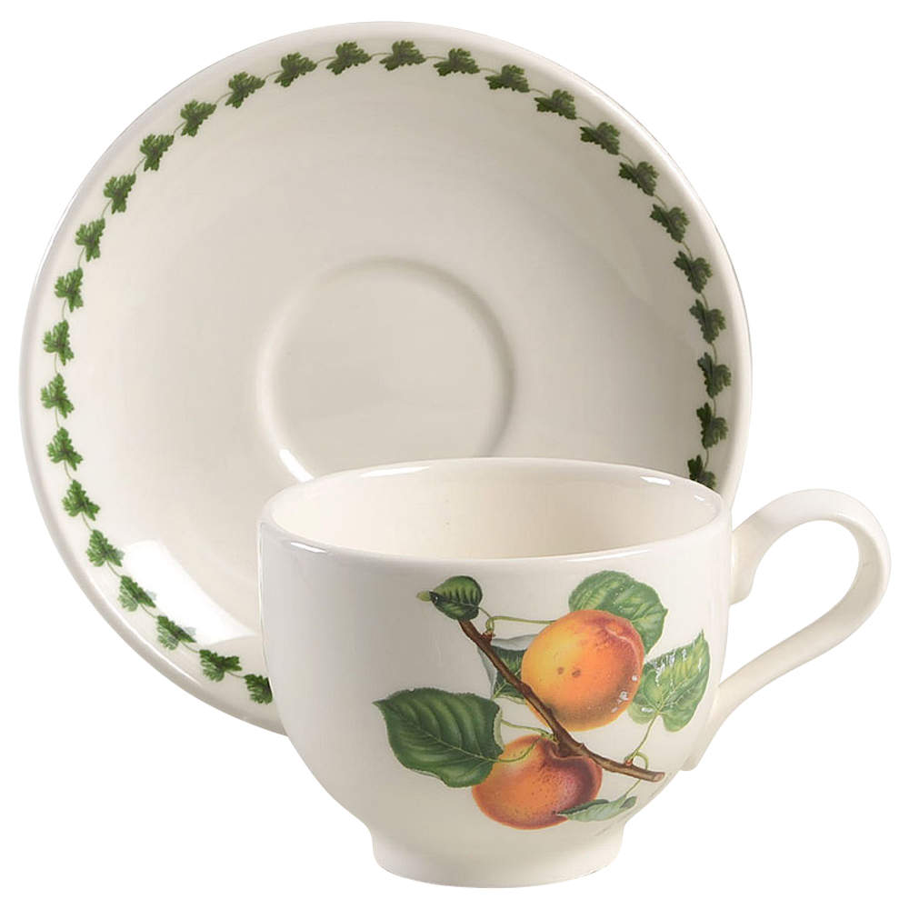 Pomona Traditional Footed Cup & Saucer Set w/Laurel by Portmeirion-1