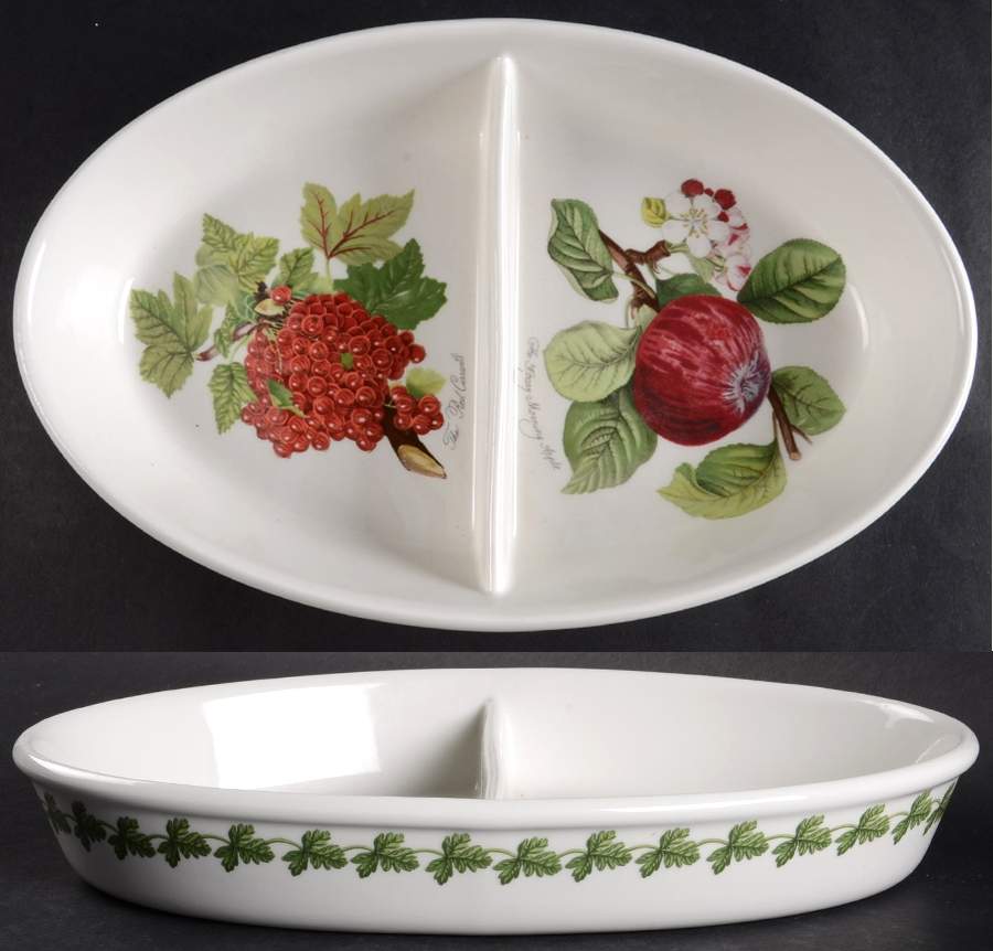 Pomona 11" Oval Divided Vegetable Bowl by Portmeirion-1