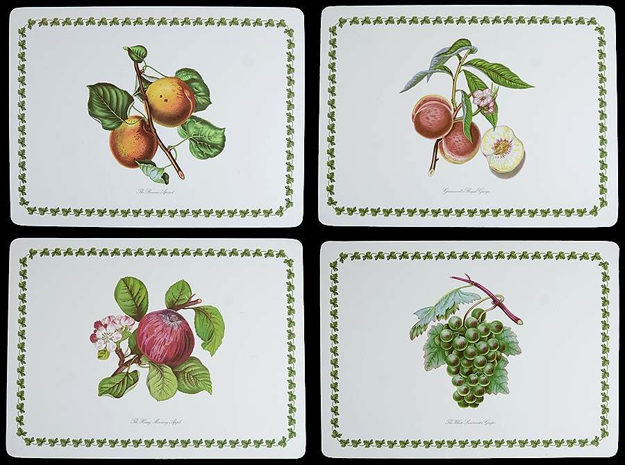 Pomona 1/4" Thick Corkboard Placemat - Set of 4 Motifs by Portmeirion-1