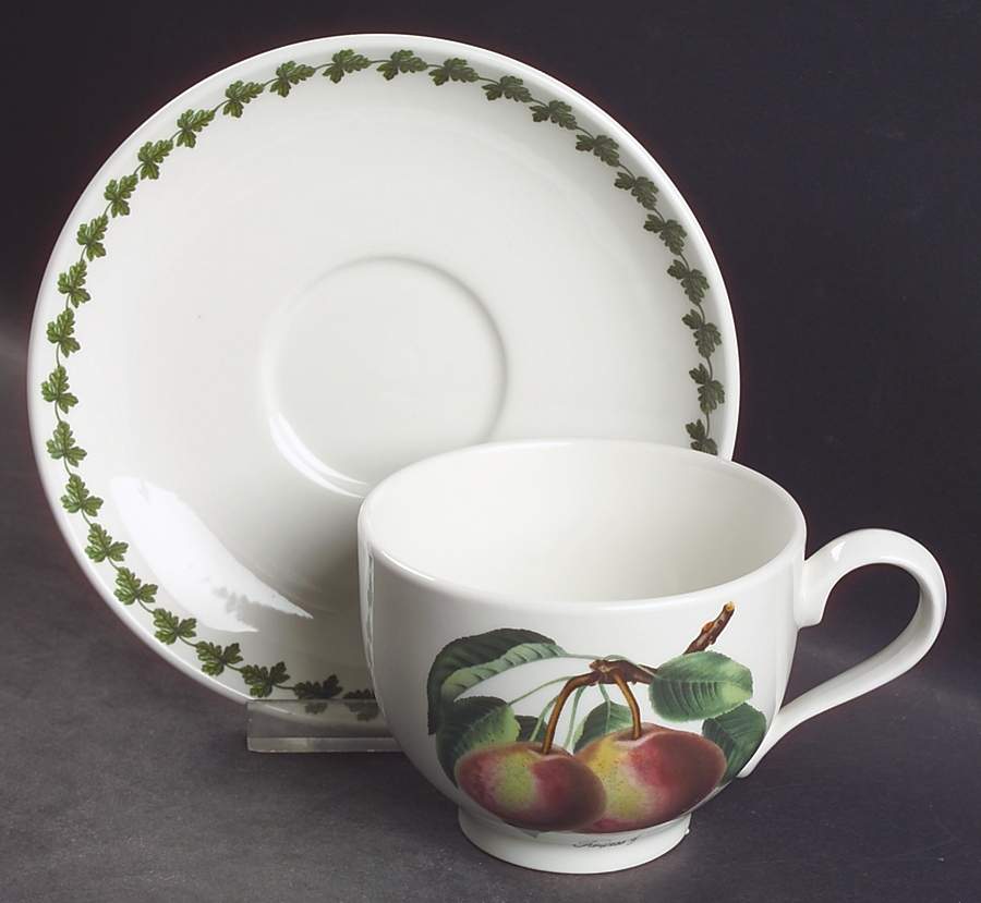 Pomona Traditional Footed Cup & Saucer Set w/Laurel by Portmeirion-1