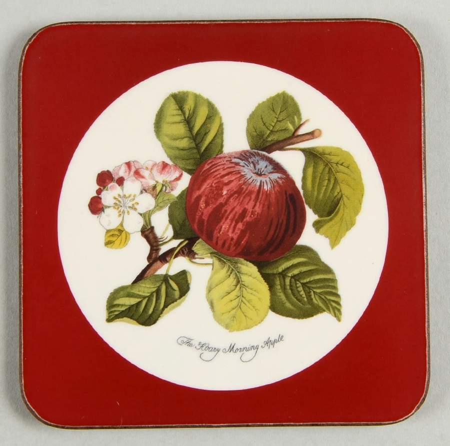 Pomona Square Coaster w/Corkback & Red Border by Portmeirion-1