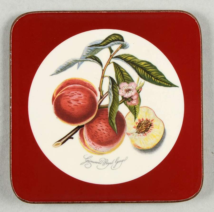 Pomona Square Coaster w/Corkback & Red Border by Portmeirion-1