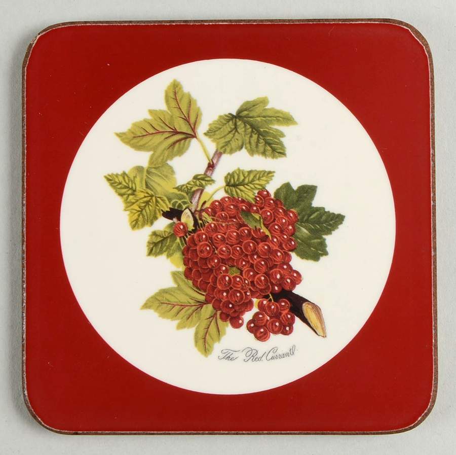 Pomona Square Coaster w/Corkback & Red Border by Portmeirion-1