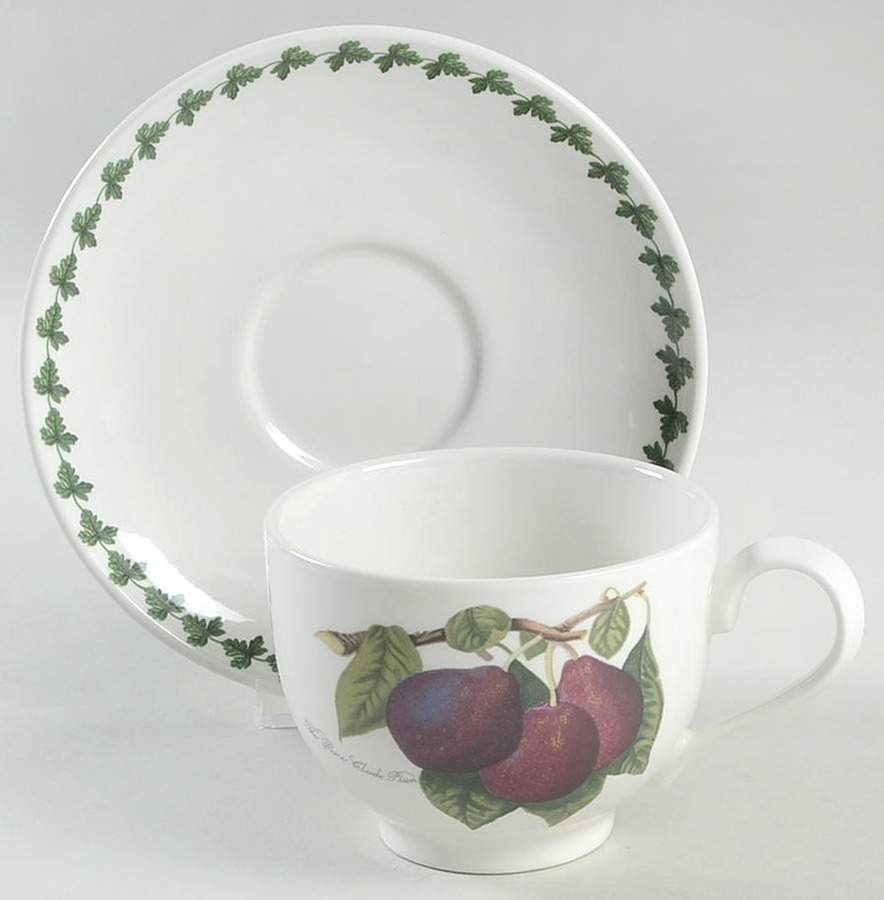 Pomona Traditional Footed Cup & Saucer Set w/Laurel by Portmeirion-1