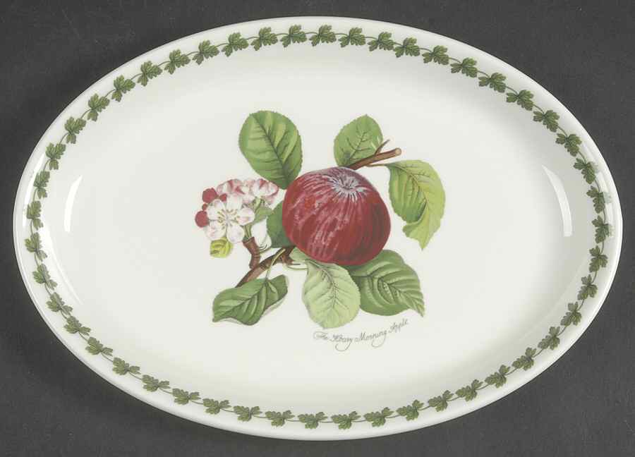 Pomona 10" Oval Steak Platter with Laurel by Portmeirion-1