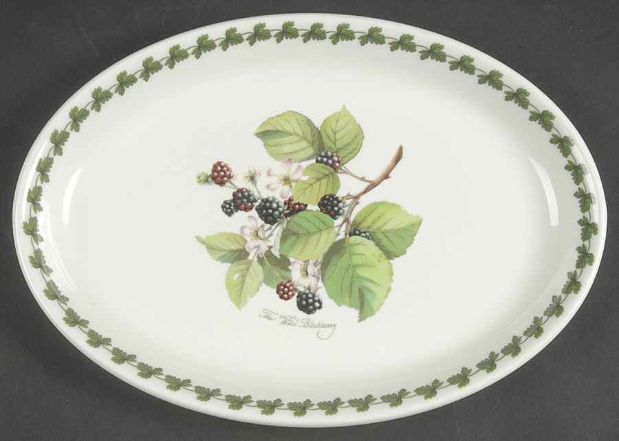 Pomona 10" Oval Steak Platter with Laurel by Portmeirion-1