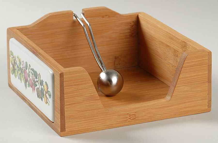 Pomona 5" Bamboo Cocktail Napkin Holder with Weight by Portmeirion-1