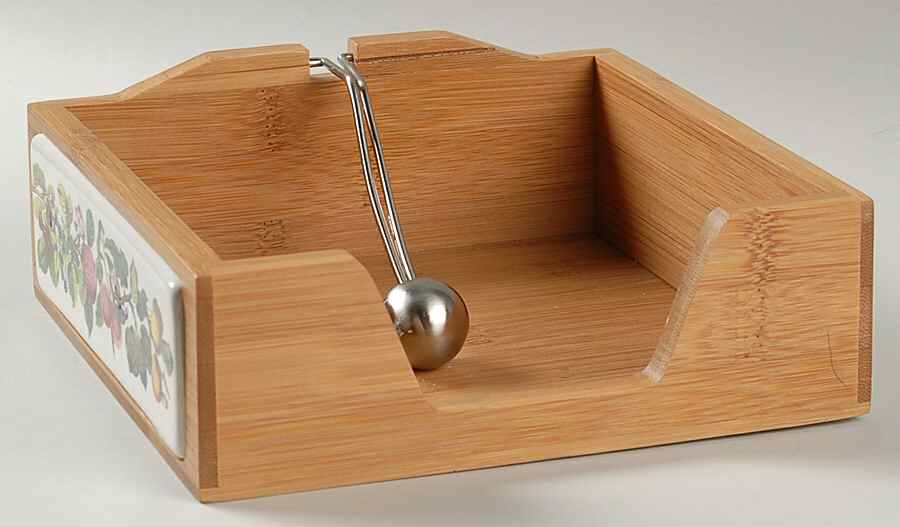 Pomona 7" Bamboo Dinner Napkin Holder with Weight by Portmeirion-1