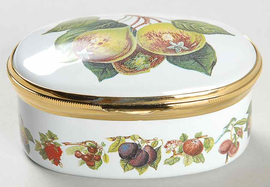 Pomona 2.5" Oval Enamel Box with Hinged Lid by Portmeirion-1