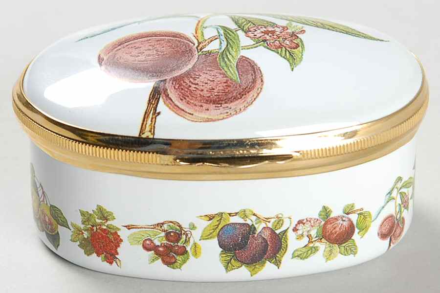 Pomona 2.5" Oval Enamel Box with Hinged Lid by Portmeirion-1