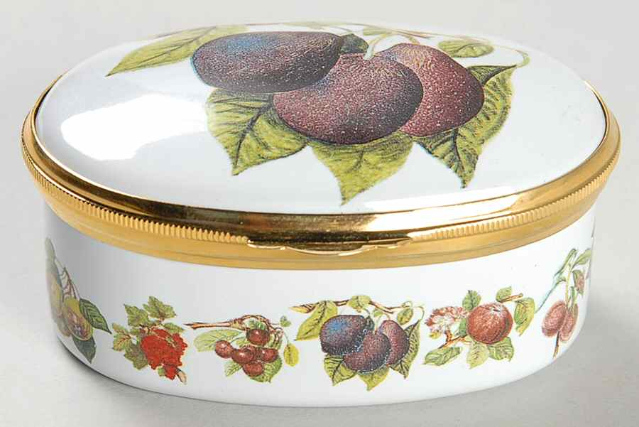 Pomona 2.5" Oval Enamel Box with Hinged Lid by Portmeirion-1