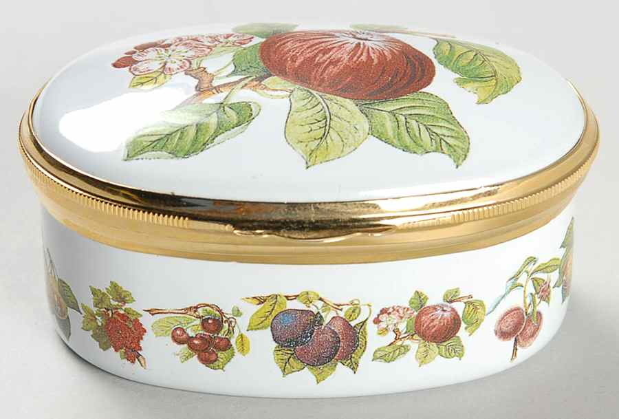 Pomona 2.5" Oval Enamel Box with Hinged Lid by Portmeirion-1