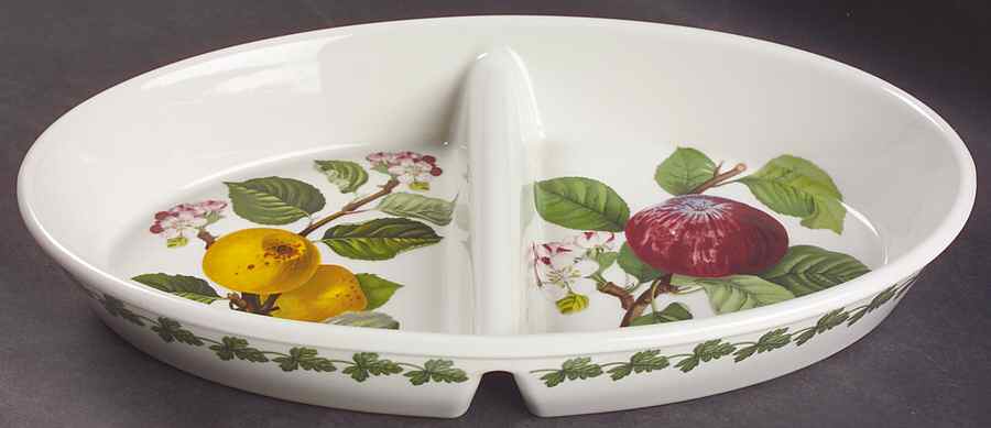 Pomona 11" Oval Divided Vegetable Bowl by Portmeirion-1