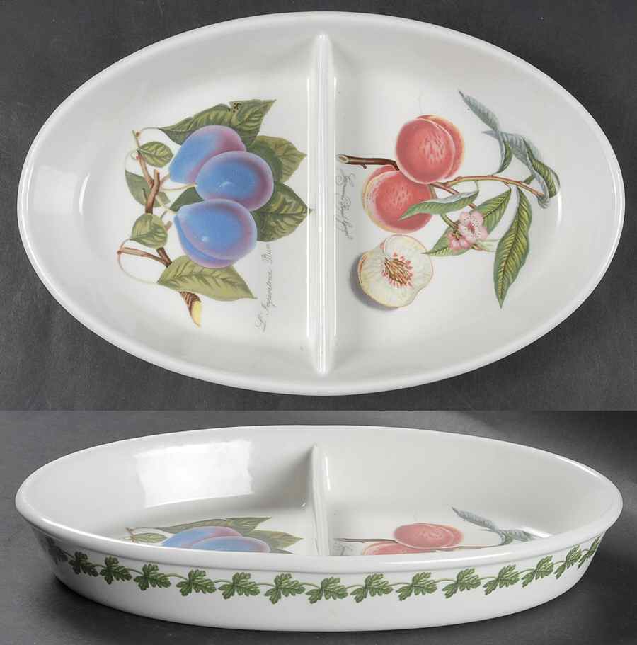 Pomona 11" Oval Divided Vegetable Bowl by Portmeirion-1