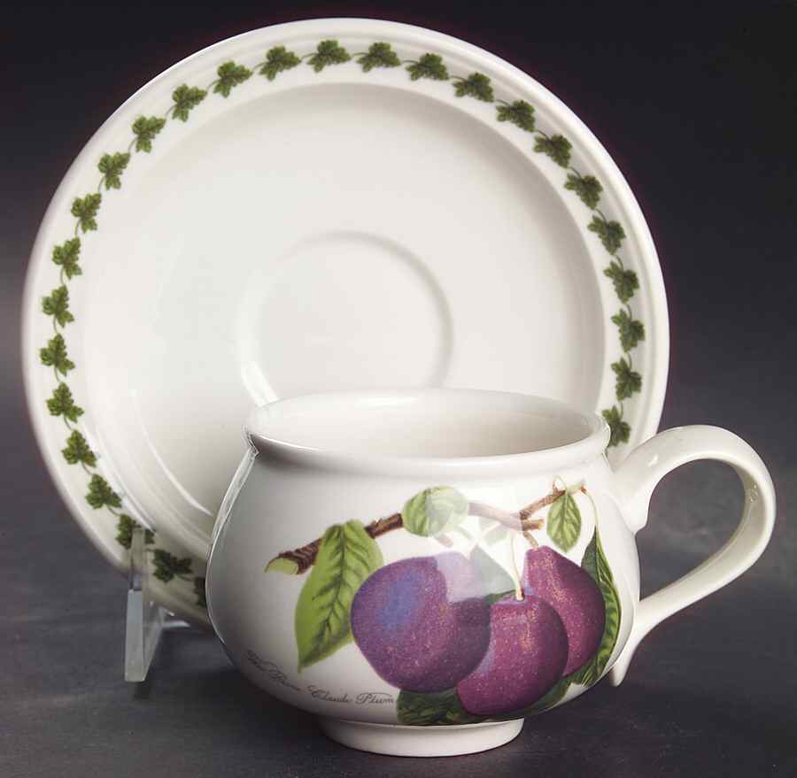 Pomona Romantic Footed Cup & Saucer Set w/Laurel by Portmeirion-1