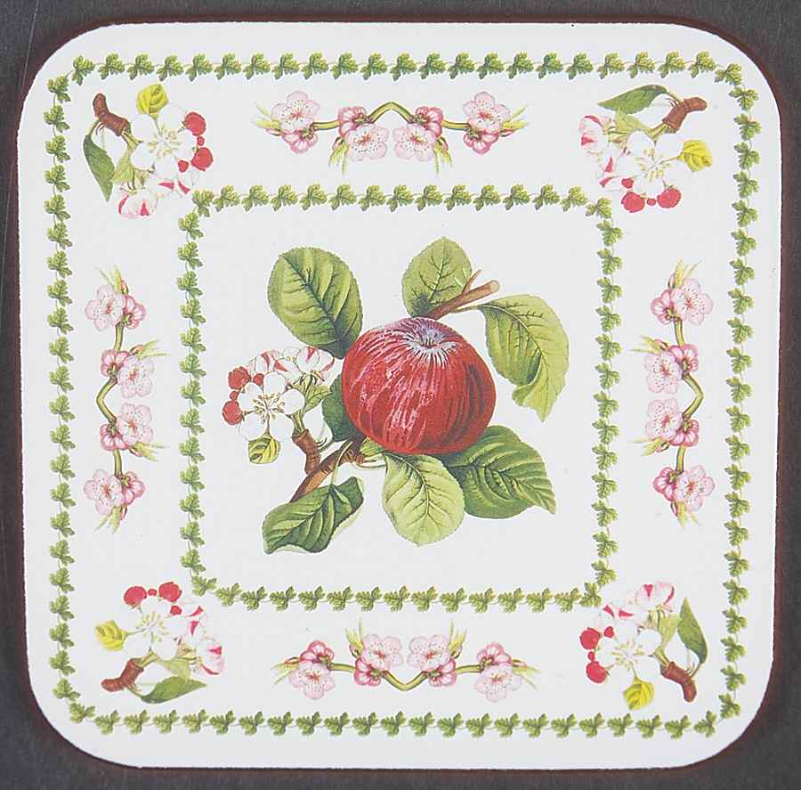 Pomona Square Cork Back Coaster with Floral Border by Portmeirion-1