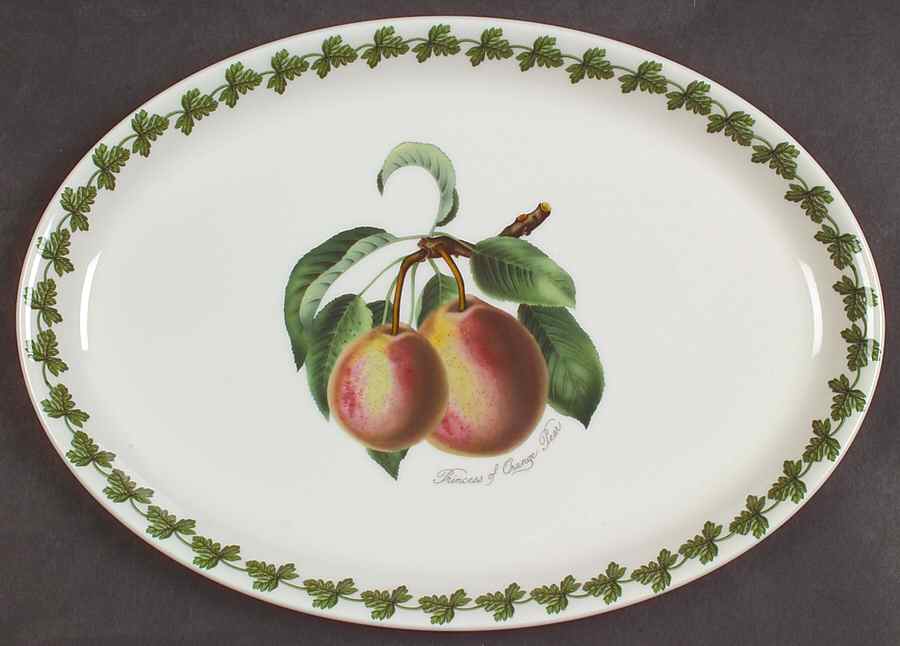 Pomona 13" Oval Steak Platter with Laurel Border by Portmeirion-1