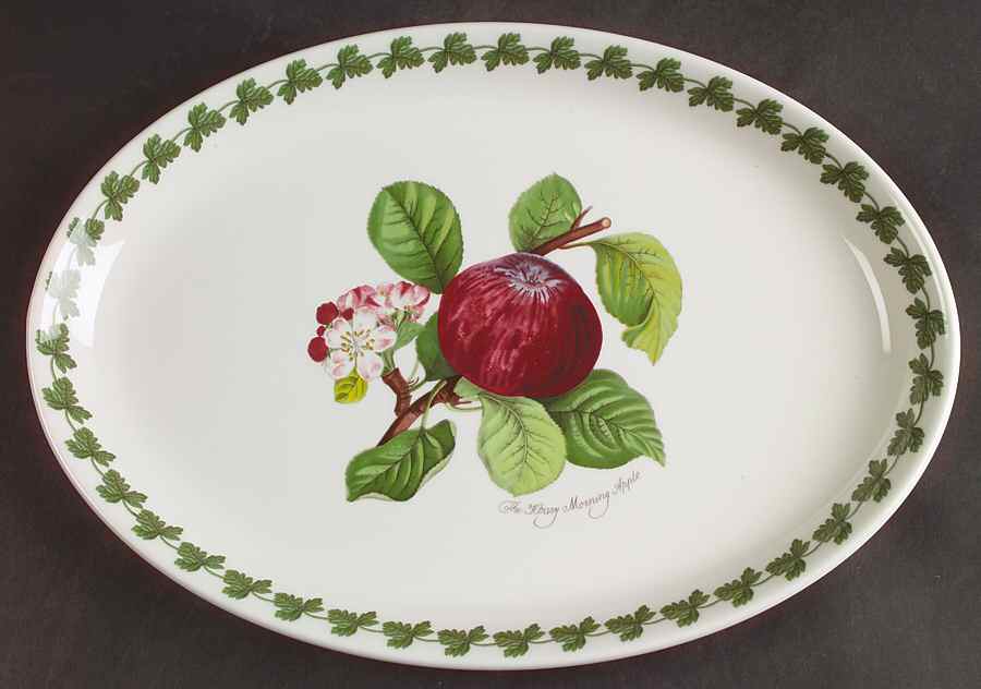 Pomona 13" Oval Steak Platter with Laurel Border by Portmeirion-1