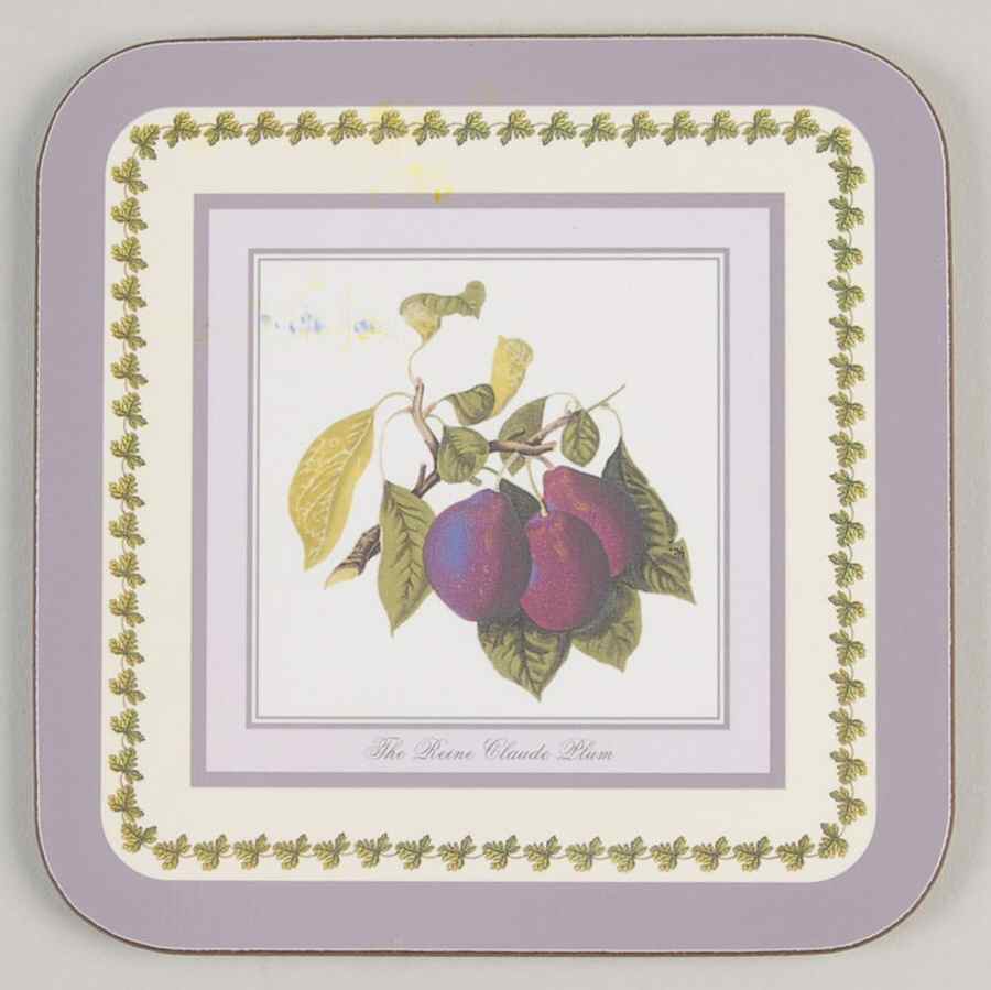 Pomona Square Coaster w/Corkback & Purple Border by Portmeirion-1