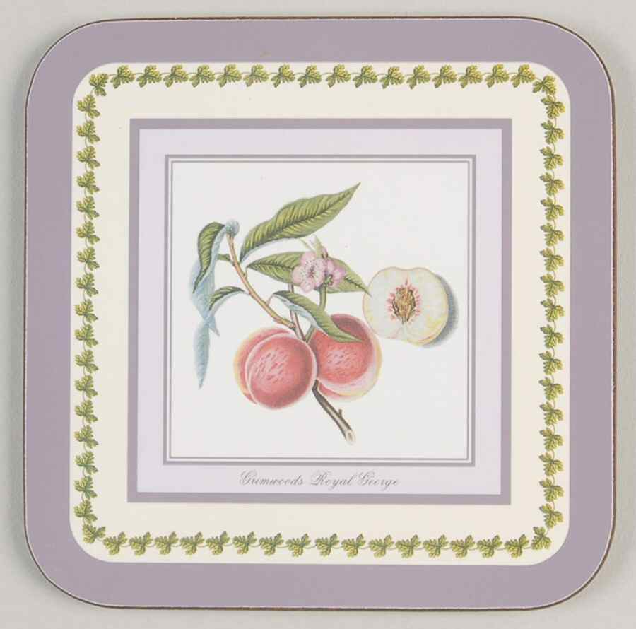 Pomona Square Coaster w/Corkback & Purple Border by Portmeirion-1