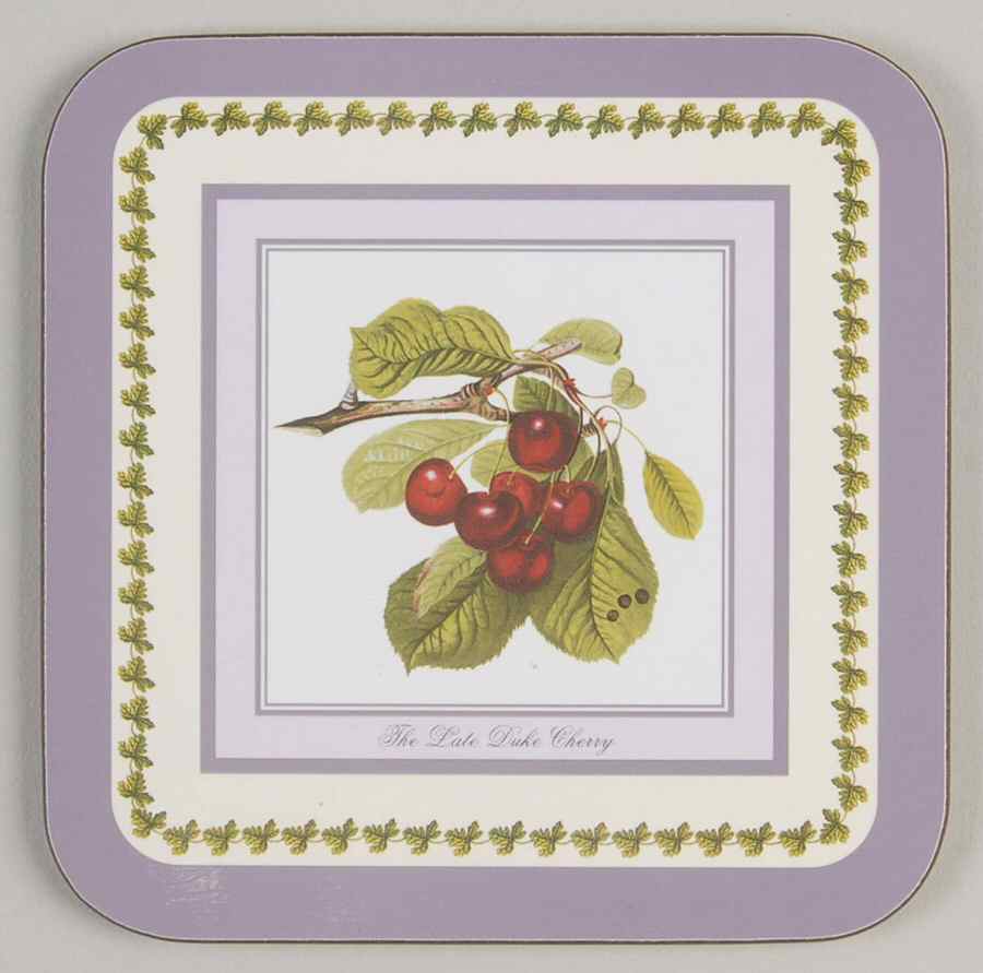 Pomona Square Coaster w/Corkback & Purple Border by Portmeirion-1
