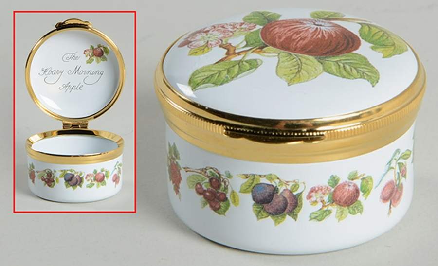 Pomona 1.5" Round Enamel Box W/Hinged Lid by Portmeirion-1