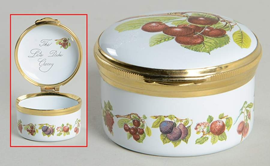 Pomona 1.5" Round Enamel Box W/Hinged Lid by Portmeirion-1
