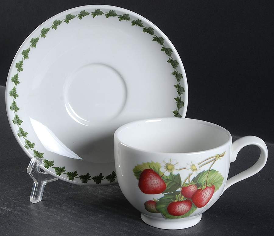 Pomona Traditional Footed Cup & Saucer Set w/Laurel by Portmeirion-1