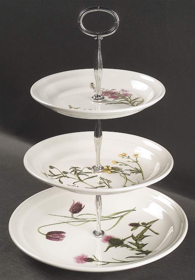 The Queen's Hidden Garden 13 7/8"-14 1/4" 3-Tiered Serving Tray(DP,SP,BB) HC by Portmeirion-1