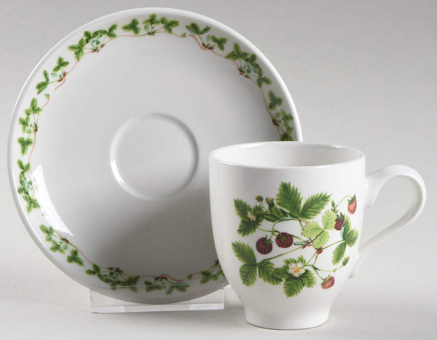 Summer Strawberries Flat Demitasse Cup & Saucer Set by Portmeirion-1