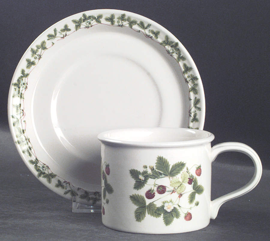 Summer Strawberries Drum Flat Cup & Saucer Set by Portmeirion-1