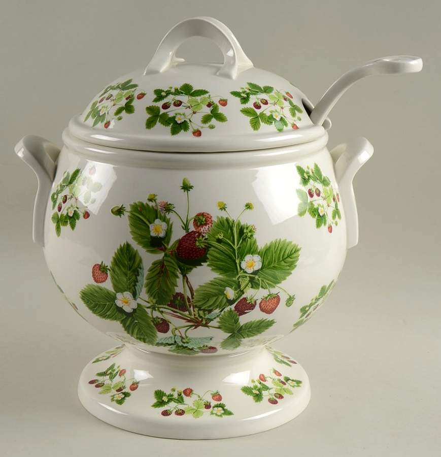 Summer Strawberries Tureen & Lid w/Ladle by Portmeirion-1