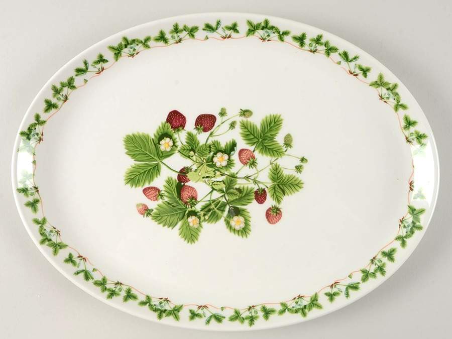 Summer Strawberries 14" Oval Steak Platter by Portmeirion-1