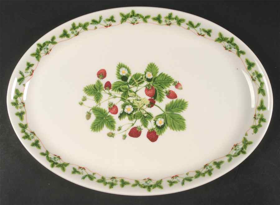 Summer Strawberries 13" Oval Steak Platter by Portmeirion-1