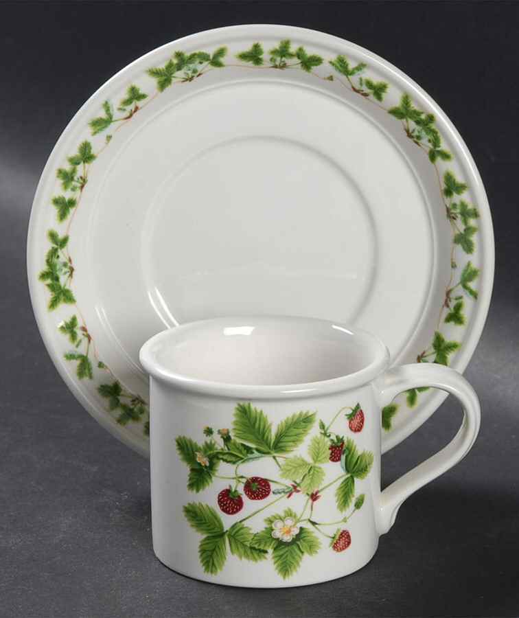 Summer Strawberries Flat Demitasse Cup & Saucer Set by Portmeirion-1