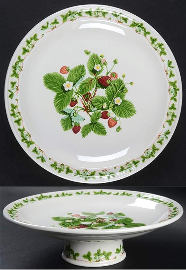 Summer Strawberries 10" Diameter Pedestal Cake Stand by Portmeirion-1