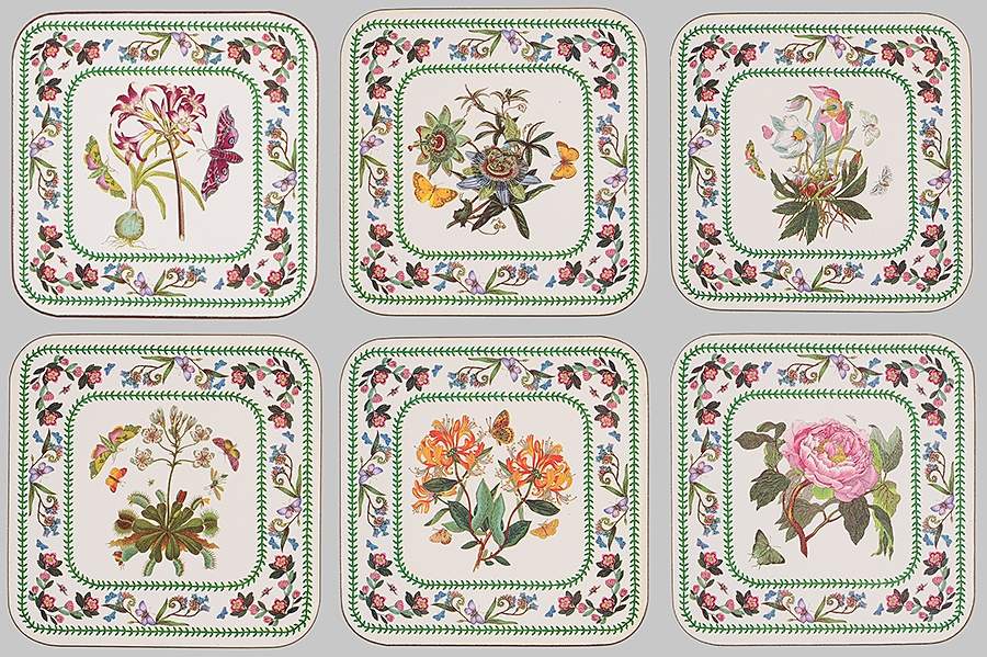 Variations Square Corkback Coaster - Set of 6 Motifs by Portmeirion-1
