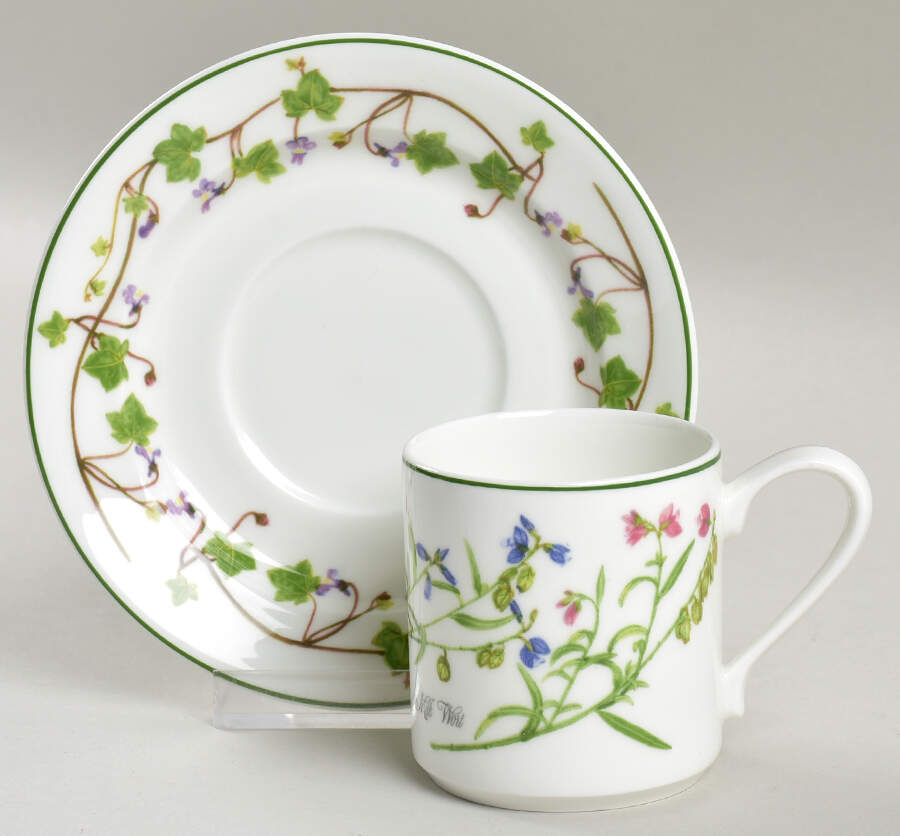 Welsh Wild Flowers Flat Demitasse Cup & Saucer Set by Portmeirion-1