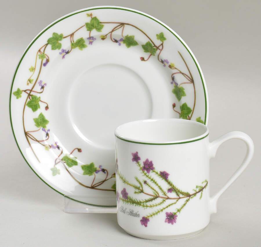 Welsh Wild Flowers Flat Demitasse Cup & Saucer Set by Portmeirion-1