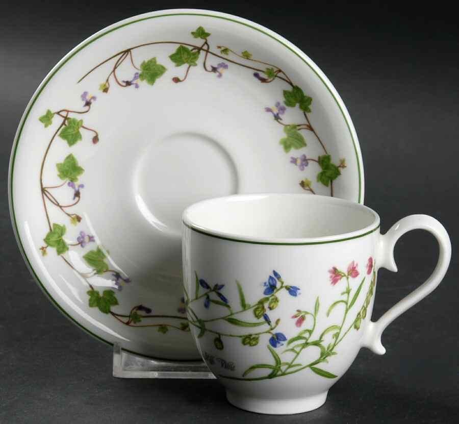 Welsh Wild Flowers Footed Demitasse Cup & Saucer Set by Portmeirion-1