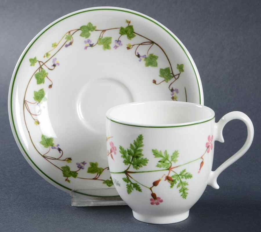 Welsh Wild Flowers Footed Demitasse Cup & Saucer Set by Portmeirion-1