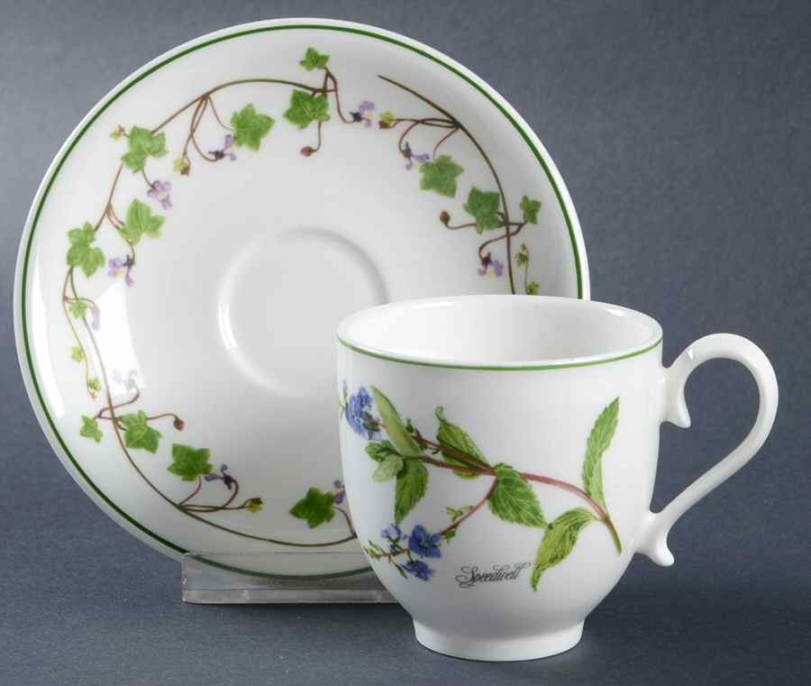 Welsh Wild Flowers Footed Demitasse Cup & Saucer Set by Portmeirion-1