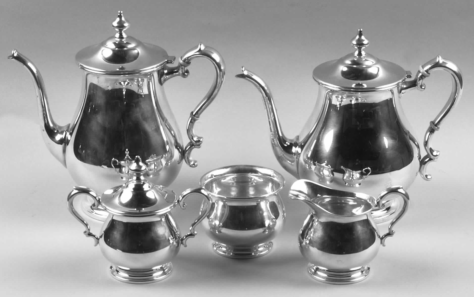 Sterling Hollowware 5 Piece Tea Set (SCP, STP, SCR, SSU, SWB) by Preisner-1