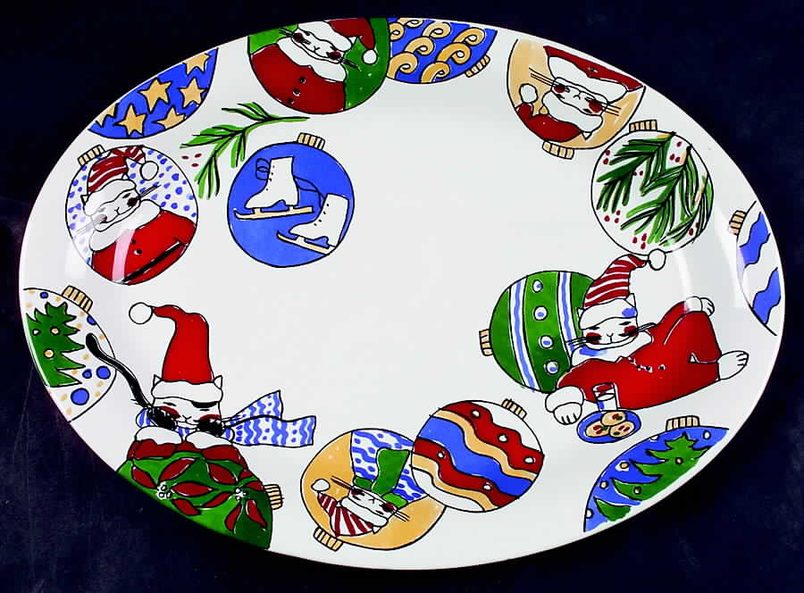 Feline Festivities 15" Oval Serving Platter by Porta-1
