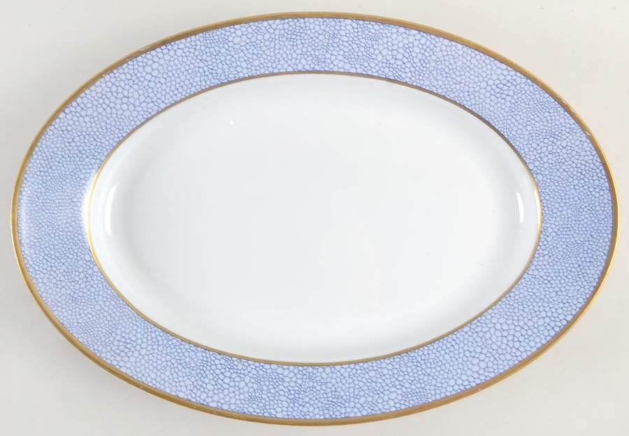 Galuchat Blue 15" Oval Serving Platter by Puiforcat-1