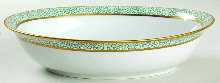 Galuchat Green 9" Oval Vegetable Bowl by Puiforcat-1