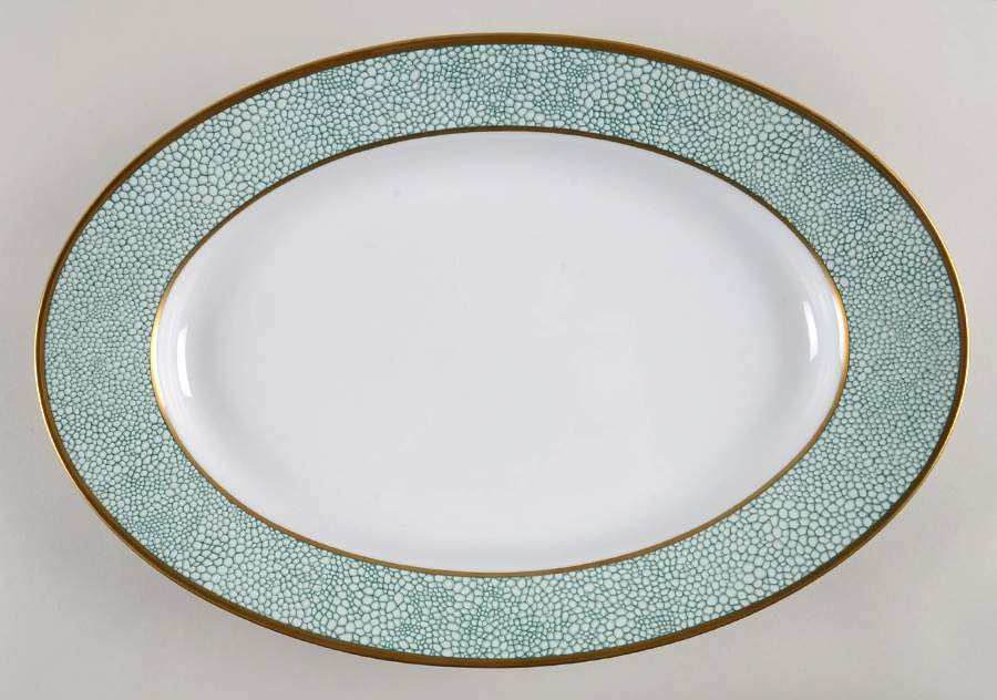 Galuchat Green 15" Oval Serving Platter by Puiforcat-1
