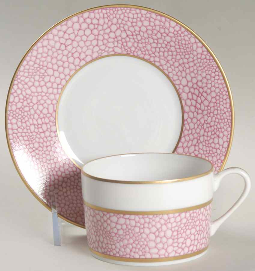 Galuchat Pink Flat Cup & Saucer Set by Puiforcat-1
