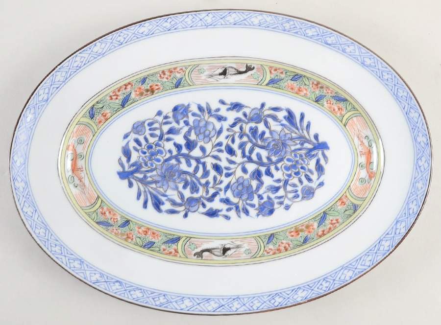Kan Sou (White Background) 14" Oval Serving Platter by Puiforcat-1